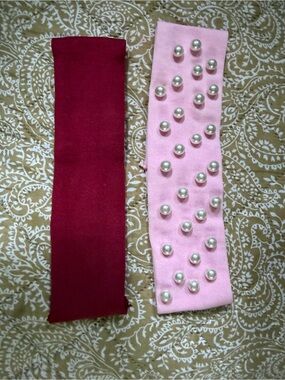 Pearl-Embellished Pink & Maroon Baby Girl Headband Set